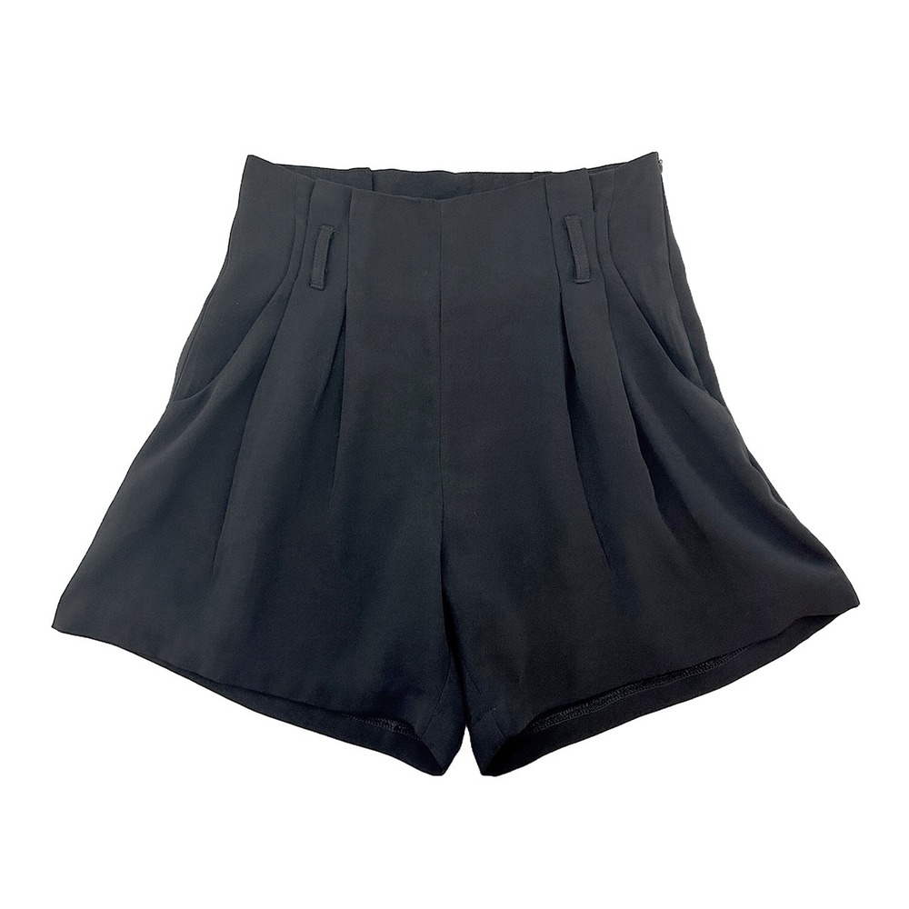 LULUS High Rise Pleated Shorts • Small • black